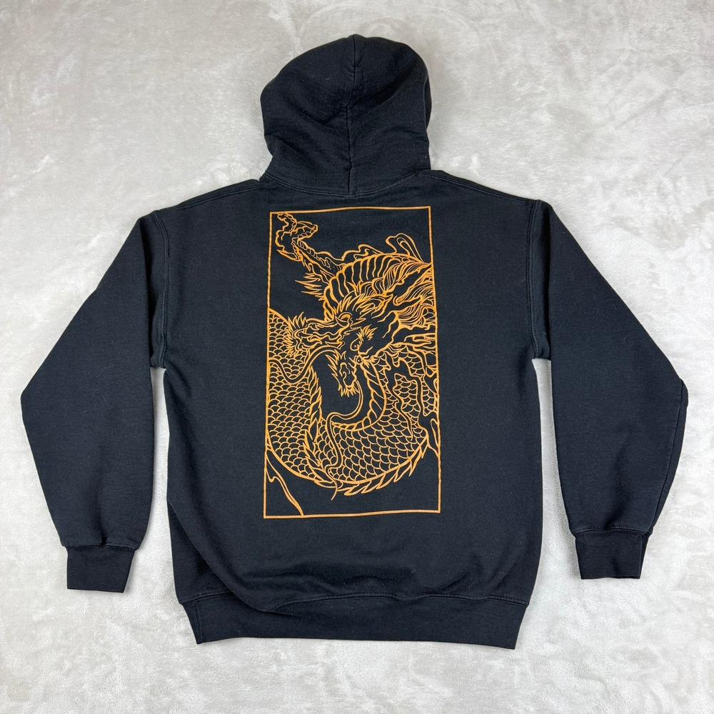 Empyre Hoodie Mens Medium Black Dragon Graphic Pullover Japanese Streetwear Y2K - Picture 3 of 10